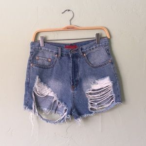 Ultra High Waisted Beyoncé Shorts Distressed Jean